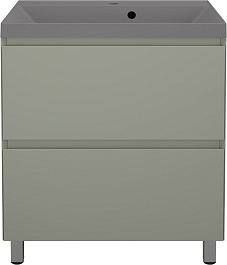 Style Line Тумба с кварцевой раковиной серый шелк Манхэттен 70 Plus эмаль серый шелк матовая – фотография-1